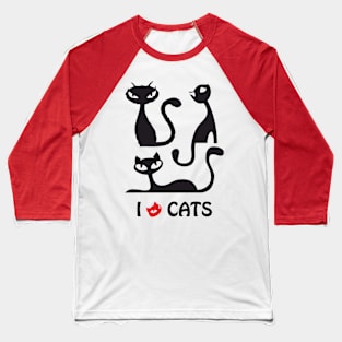 I Love Cats Baseball T-Shirt